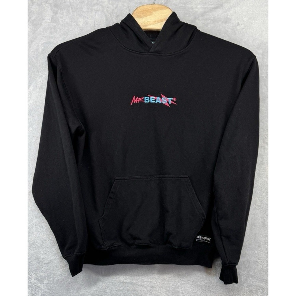 Mr Beast Hoodie Sweatshirt Pullover Black Sub‎ to Beast Men's Size Medium READ